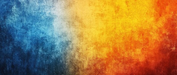 Abstract Gradient Background with Orange, Blue, and Yellow Colors, Grainy Texture