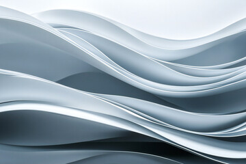 Obraz premium Abstract White Waves and Smooth Flowing Curves on a Monochrome Background 