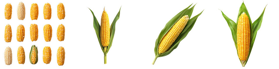 Obraz premium Corn isolated on white background. Collection Set Png.