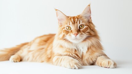 Fototapeta premium lovely Main coon cat on white isolate background