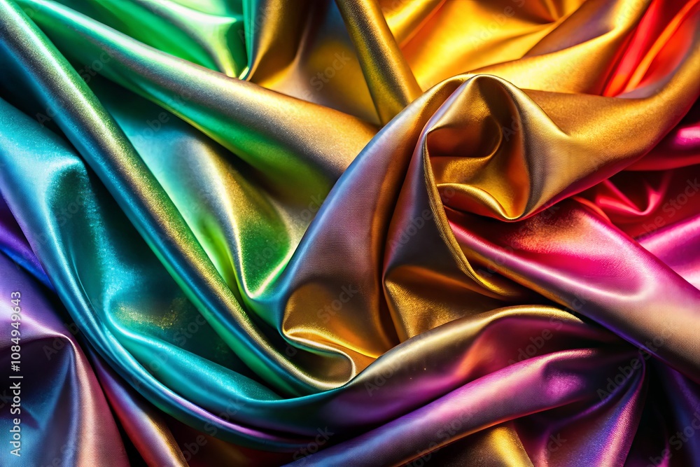 Poster a vibrant piece of shiny metallic fabric with copy space for creative graphic design and text placem