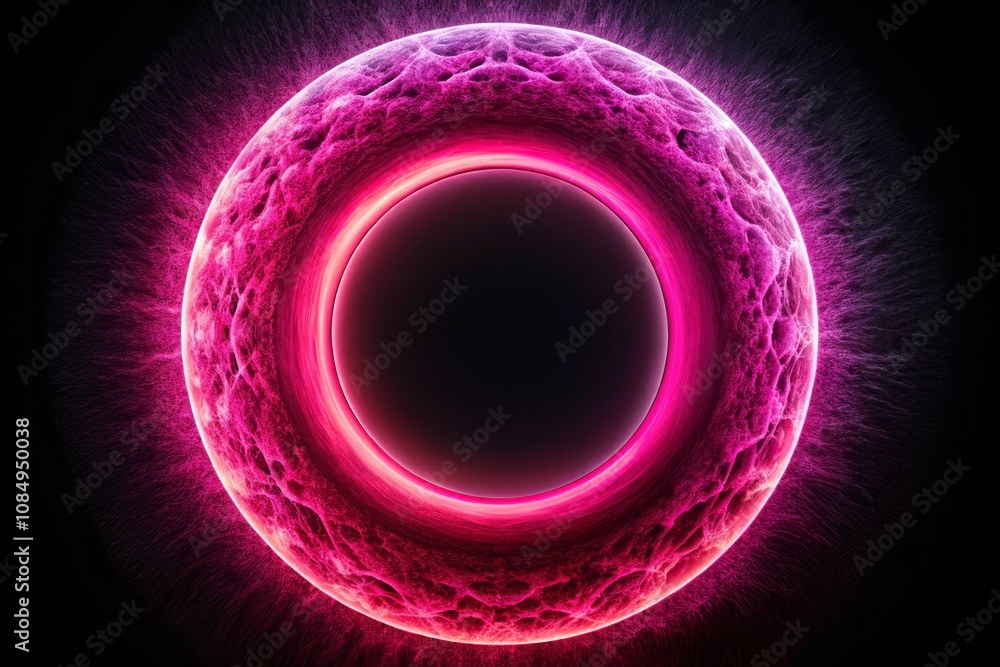Poster abstract pink circle on black background - a macro photography exploration of shapes, patterns, and 