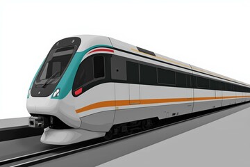Fototapeta premium Modern High-Speed Train on Rails, Perfect for Transportation and Infrastructure Projects, Promoting Efficiency and Speed