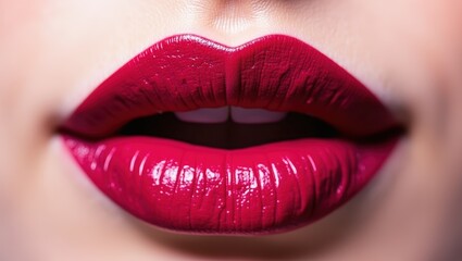 Fototapeta premium Close-up of Sensual Lips with Deep Red Lipstick