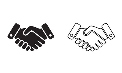 handshake icon vector silhouette art on white background