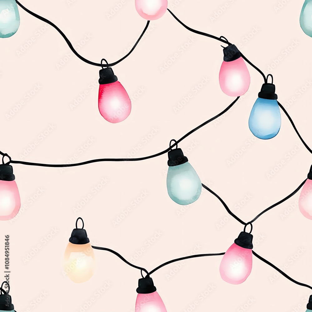 Wall mural a seamless pattern colorful string lights create a festive atmosphere perfect for celebrations and e