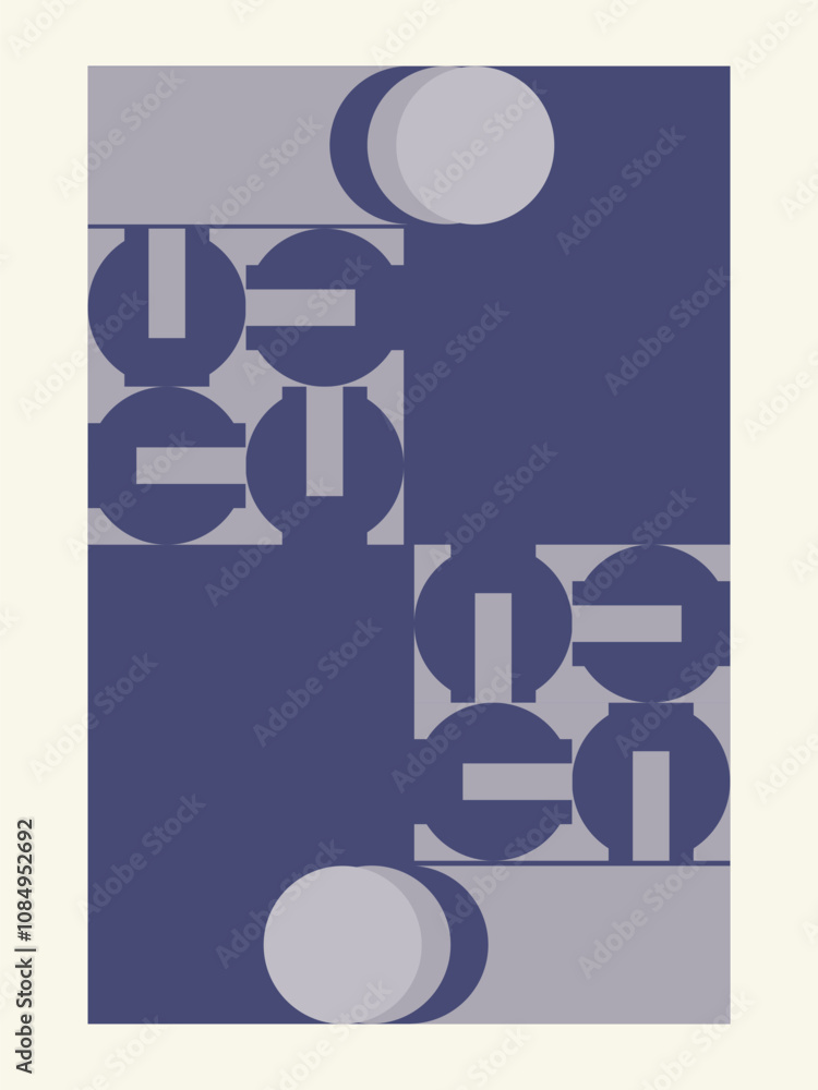Fototapete abstract geometric artwork design with simple shapes and figures. vertical pattern graphics with geo