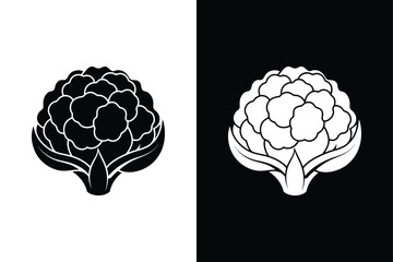 Simple Cauliflower Silhouette. Vector Icons for Isolated Backgrounds