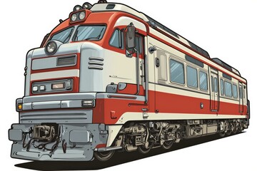 Obraz premium Vibrant Red and White Train Illustration Perfect for Transportation Enthusiasts, Posters, and Digital Art