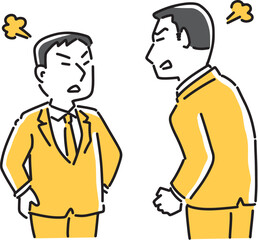 にらみ合って不仲なビジネスマン