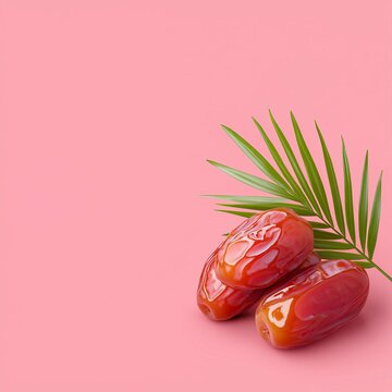 Sukkary rutab dates pastel concept. Sukkary dates, single fruit on smooth pastel backdrop, 3D illustration
