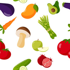 Seamless Pattern with Vegetables. Fresh and Vibrant Design for Food-Themed Projects, white background