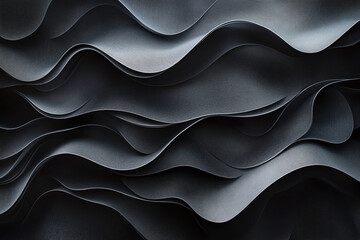 Fototapeta premium Abstract Black Waves with Smooth Curves and Fluid Lines in a Sleek and Minimalist Modern Design