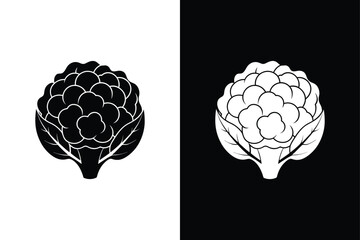 Cauliflower Vegetable Icon. Silhouettes for Editable Vector Designs