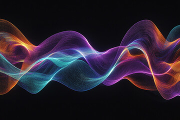 Fototapeta premium Vibrant Abstract Waves with Glowing Neon Lights in Purple, Pink, and Blue, Flowing Fluid Motion in Digital Art