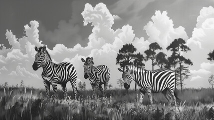 Fototapeta premium zebras and zebra