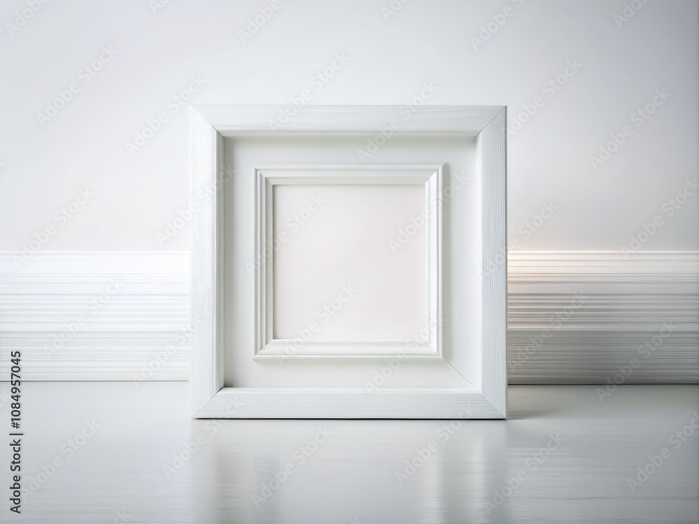 Poster long exposure capture of a rectangular white background picture frame with soft light and creative e