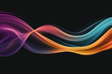 Vibrant Abstract Waves with Glowing Neon Lights in Purple, Pink, and Blue, Flowing Fluid Motion in Digital Art
