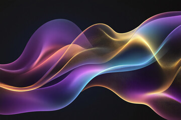 Vibrant Abstract Waves with Glowing Neon Lights in Purple, Pink, and Blue, Flowing Fluid Motion in Digital Art