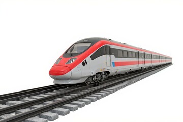 Fototapeta premium Modern High-Speed Train on Rails, Perfect for Transportation and Infrastructure Projects, Dynamic and Efficient Design