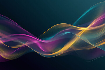 Obraz premium Vibrant Abstract Waves with Glowing Neon Lights in Purple, Pink, and Blue, Flowing Fluid Motion in Digital Art