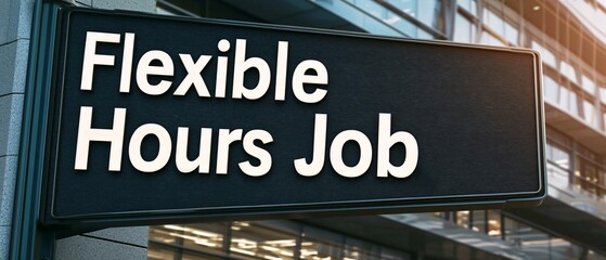 Obraz premium Flexible Hours Job Opportunity Sign in Urban Setting