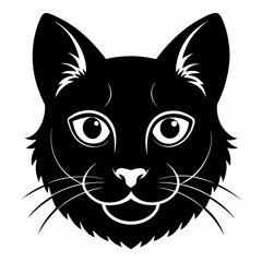 Simple and Clean Cat Head Silhouette Vector Illustration