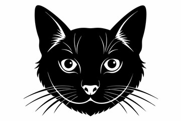 Simple and Clean Cat Head Silhouette Vector Illustration