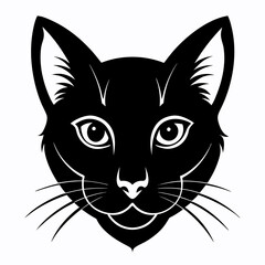 Simple and Clean Cat Head Silhouette Vector Illustration