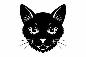 Simple and Clean Cat Head Silhouette Vector Illustration