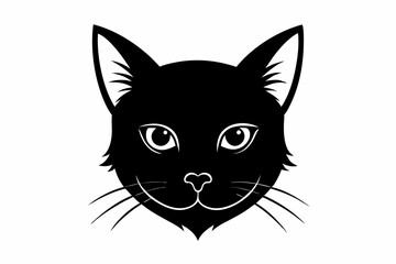 Simple and Clean Cat Head Silhouette Vector Illustration