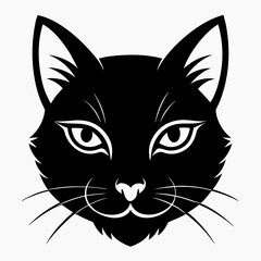 Simple and Clean Cat Head Silhouette Vector Illustration