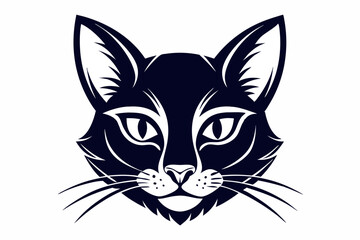 Simple and Clean Cat Head Silhouette Vector Illustration