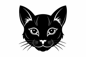 Simple and Clean Cat Head Silhouette Vector Illustration