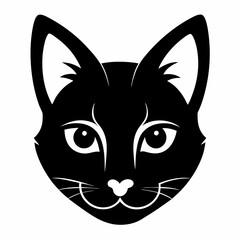Simple and Clean Cat Head Silhouette Vector Illustration