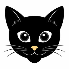 Simple and Clean Cat Head Silhouette Vector Illustration