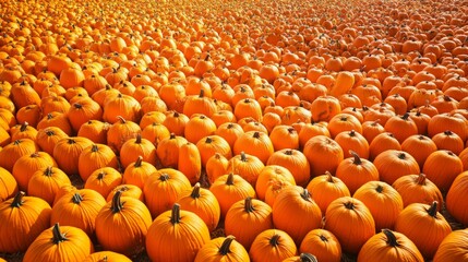 Fototapeta premium A Bountiful Field of Orange Pumpkins