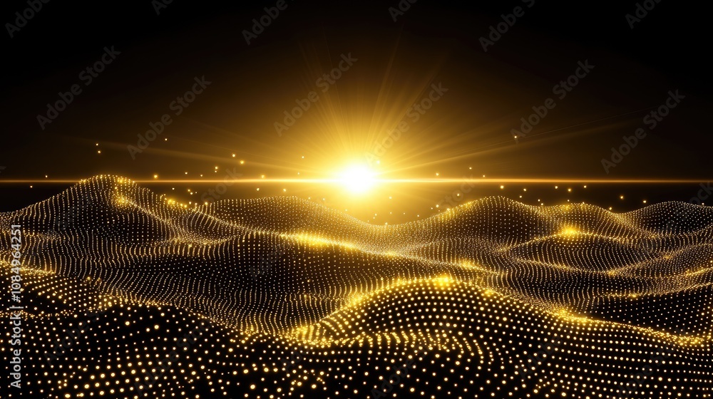 Aufkleber a complex design featuring flowing waves, binary code, and glowing nodes ideal for scientific resear