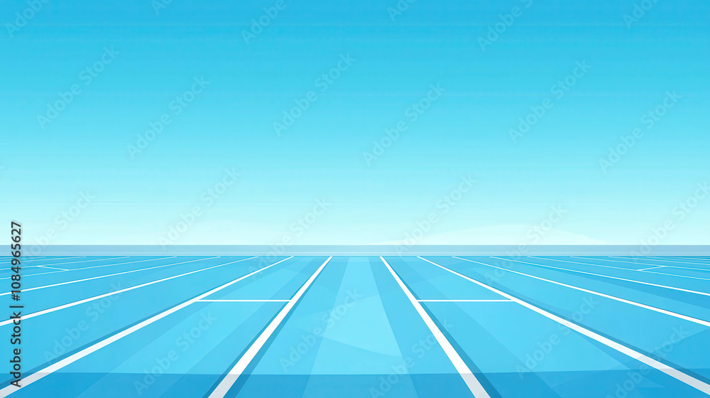 Poster abstract blue background with geometric lines and solid color horizon for modern design and creative