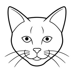 Cat Head Black Line Art Vector Illustration