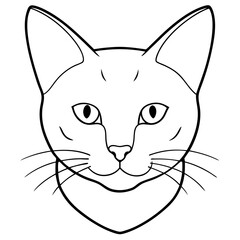 Cat Head Black Line Art Vector Illustration