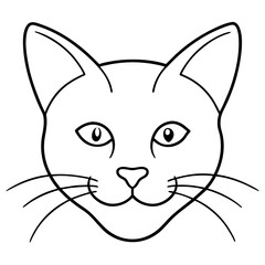 Cat Head Black Line Art Vector Illustration