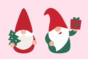 Set of Christmas Gnome flat stock vector illustration.
Merry Christmas and happy holidays.