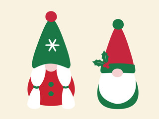 Set of Christmas Gnome flat stock vector illustration.
Merry Christmas and happy holidays.