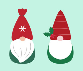 Set of Christmas Gnome flat stock vector illustration.
Merry Christmas and happy holidays.