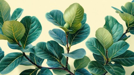 Obraz premium Lush green foliage, vibrant leaves, nature background.