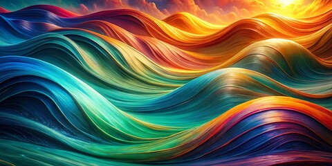 Fototapeta premium Abstract Fluid Swirls of Vibrant Hues in a Serene and Tranquil Atmosphere