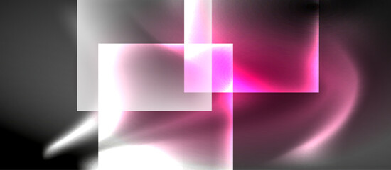 Fototapeta premium Dark neon colors with glass square shapes