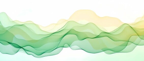 Obraz premium Elegant abstract background. Smoothly flowing light green and yellow waves on a white background. Abstract, expressionistic