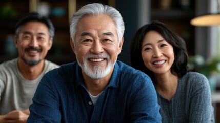 Portrait of a Smiling Multigenerational Family Group in a Cozy Living Room Setting with a Warm and Inviting Ambiance